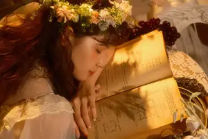 Qiu Qiu in YiTuYu Vol.8546: Dreamy Vintage Serenity Amidst Golden Hour Blooms - image 2