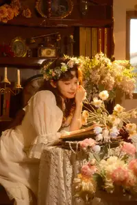 Qiu Qiu in YiTuYu Vol.8546: Dreamy Vintage Serenity Amidst Golden Hour Blooms - image 7