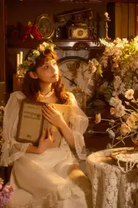 Qiu Qiu in YiTuYu Vol.8546: Dreamy Vintage Serenity Amidst Golden Hour Blooms - image 4