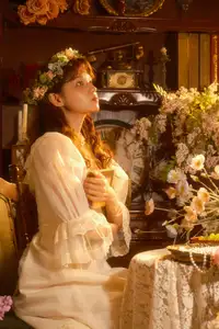 Qiu Qiu in YiTuYu Vol.8546: Dreamy Vintage Serenity Amidst Golden Hour Blooms - image 8