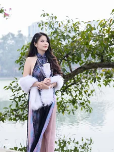 Modern Red Ao Dai: Elegant Vietnamese Traditional Dress with Floral Embroidery for Lunar New Year and Cultural Celebrations - image 7