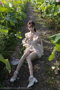 Discover Lu Xuan Xuan's Graceful Beauty in a White Dress Amidst a Serene Lotus Pond - XiuRen No.10630 - image 1