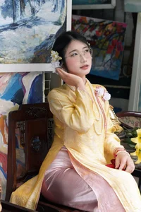 Elegant Yellow Mulberry Silk Ao Dai: Traditional Vietnamese Long Dress for Weddings and Special Occasions - image 6