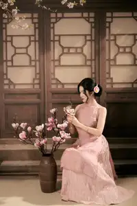 Discover Traditional Beauty: Elegant Lady Amidst Blossoms - image 5
