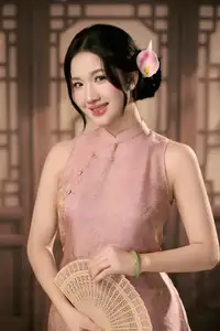 Discover Traditional Beauty: Elegant Lady Amidst Blossoms - image 1