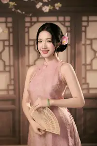 Discover Traditional Beauty: Elegant Lady Amidst Blossoms - image 3