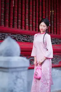 VGU No.182: Graceful Pink Ao Dai & Lotus Flowers – Enchanting Vietnamese Beauty - image 8