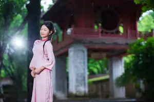 VGU No.182: Graceful Pink Ao Dai & Lotus Flowers – Enchanting Vietnamese Beauty - image 6