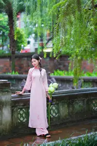 VGU No.182: Graceful Pink Ao Dai & Lotus Flowers – Enchanting Vietnamese Beauty - image 10