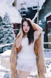 Radiant Beauty: Girl in Pristine White Dress Amidst Romantic Winter Wonderland 1000024890 - image 8