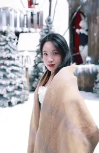 Radiant Beauty: Girl in Pristine White Dress Amidst Romantic Winter Wonderland 1000024890 - image 2
