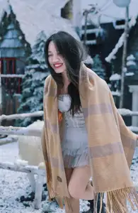 Radiant Beauty: Girl in Pristine White Dress Amidst Romantic Winter Wonderland 1000024890 - image 1
