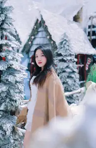 Radiant Beauty: Girl in Pristine White Dress Amidst Romantic Winter Wonderland 1000024890 - image 6