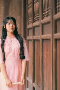 Embracing Vietnamese Grace: Pink Ao Dai Beauty at an Ancient Temple - image 5