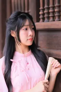 Embracing Vietnamese Grace: Pink Ao Dai Beauty at an Ancient Temple - image 1