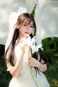 VGU No.180: The Pure Elegance of a Girl in a White Dress with Gentle Lilies - image 9