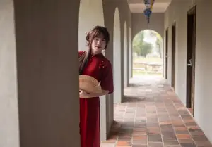 Discover the Timeless Elegance of a Vietnamese Woman in Red Ao Dai at Ancient Architecture. - image 7