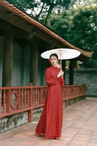 Timeless Elegance: A Red Heritage Moment in Ancient Architecture - image 3