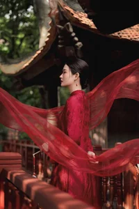 Timeless Elegance: A Red Heritage Moment in Ancient Architecture - image 2