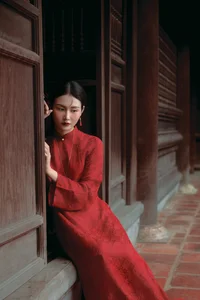 Timeless Elegance: A Red Heritage Moment in Ancient Architecture - image 0