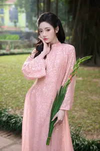 Discover Asian Beauty: Elegant Girl in Dreamy Pink Ao Dai Portrait - image 12