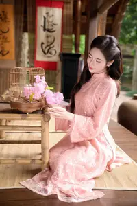 Discover Asian Beauty: Elegant Girl in Dreamy Pink Ao Dai Portrait - image 16