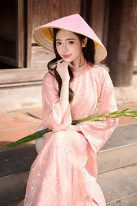 Discover Asian Beauty: Elegant Girl in Dreamy Pink Ao Dai Portrait - image 6