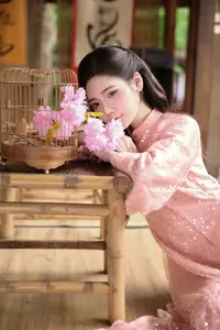 Discover Asian Beauty: Elegant Girl in Dreamy Pink Ao Dai Portrait - image 8
