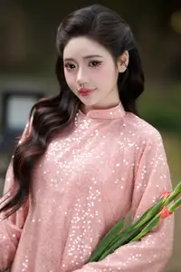 Discover Asian Beauty: Elegant Girl in Dreamy Pink Ao Dai Portrait - image 2
