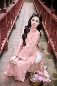 Discover Asian Beauty: Elegant Girl in Dreamy Pink Ao Dai Portrait - image 0