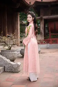 Discover Asian Beauty: Elegant Girl in Dreamy Pink Ao Dai Portrait - image 18