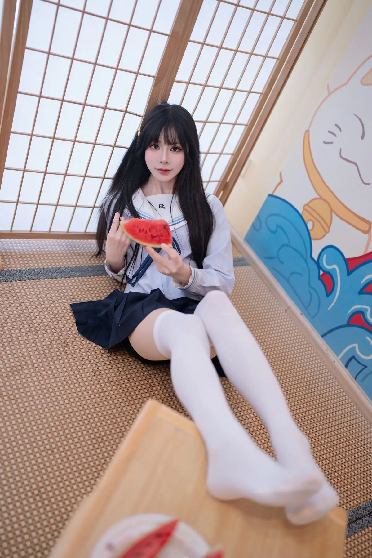 Charming Schoolgirl in Uniform: A Glimpse into Summer Reverie