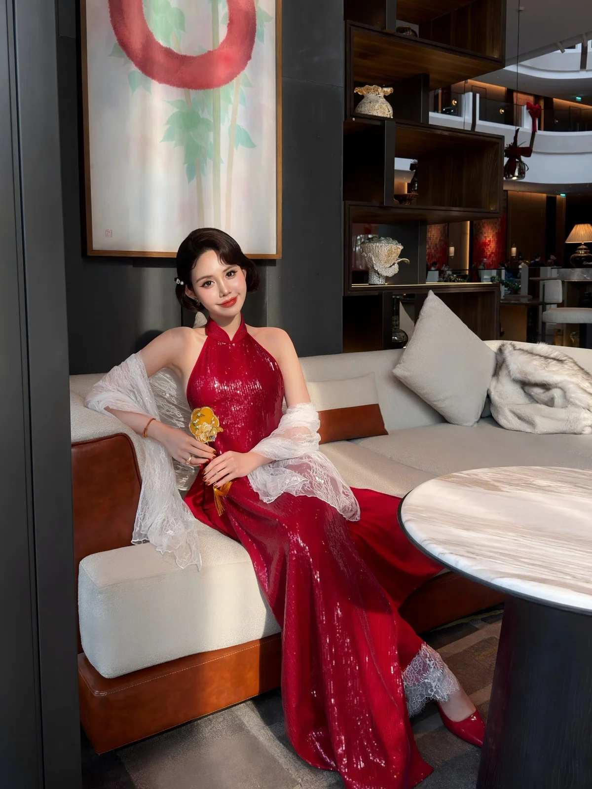 Chu Mac Thuy Quynh Shines in Soft and Seductive Modern Ao Dai Designs