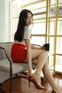 Elegant Red OL Pencil Skirt by IESS: Bold Professional Style for the Modern Woman - image 0
