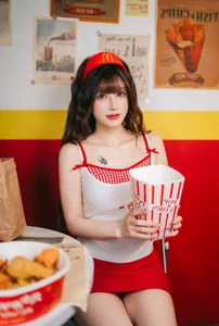 Playful Fast Food Worker Cosplay by Lu Ba Sui: The Ultimate Maimen Part-time Diary Aesthetic Photography Series - image 9