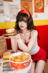 Playful Fast Food Worker Cosplay by Lu Ba Sui: The Ultimate Maimen Part-time Diary Aesthetic Photography Series - image 4