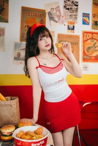 Playful Fast Food Worker Cosplay by Lu Ba Sui: The Ultimate Maimen Part-time Diary Aesthetic Photography Series - image 1