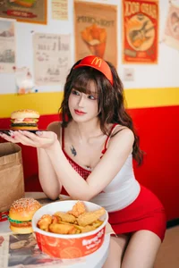 Playful Fast Food Worker Cosplay by Lu Ba Sui: The Ultimate Maimen Part-time Diary Aesthetic Photography Series - image 0
