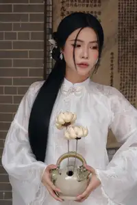 Elegant East Asian Beauty: Gentle Charm in Pristine Classic Attire 17639710 - image 1