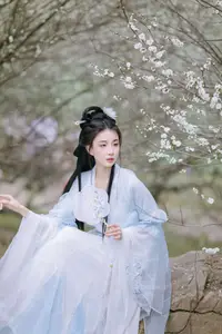 YiTuYu Art Language Vol.8811: Captivating Wu Qiao Bu Cheng Hu in Traditional Elegance Amidst Spring Blossoms - image 1