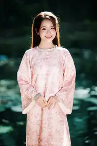 Vietnamese Charm: Elegant Beauty in Pink Traditional Attire - image 0