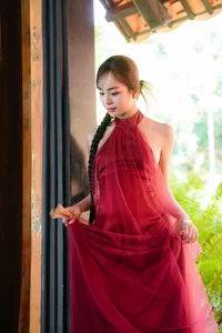 Capture the Essence of Asian Charm: Modern Red Dress with Elegant Traditional Motifs for Sophisticated Fashion Lovers - image 11