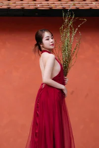 Capture the Essence of Asian Charm: Modern Red Dress with Elegant Traditional Motifs for Sophisticated Fashion Lovers - image 13