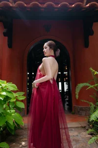 Capture the Essence of Asian Charm: Modern Red Dress with Elegant Traditional Motifs for Sophisticated Fashion Lovers - image 2