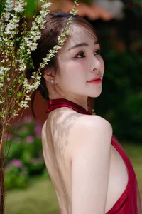 Capture the Essence of Asian Charm: Modern Red Dress with Elegant Traditional Motifs for Sophisticated Fashion Lovers - image 4