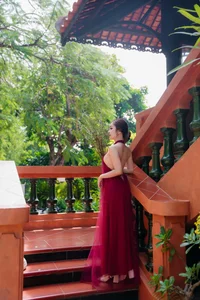 Capture the Essence of Asian Charm: Modern Red Dress with Elegant Traditional Motifs for Sophisticated Fashion Lovers - image 7
