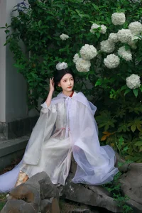 Ethereal Whispers: Nan Gua Zhou Amidst the Blooming Hydrangeas | YiTuYu Art Language Vol. 9092 - image 1