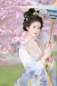 Discover Ke Ke K's Timeless Hanfu Beauty Amidst Romantic Cherry Blossoms Vol.8528 - image 3