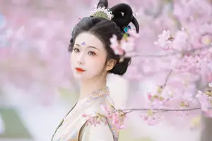 Discover Ke Ke K's Timeless Hanfu Beauty Amidst Romantic Cherry Blossoms Vol.8528 - image 0